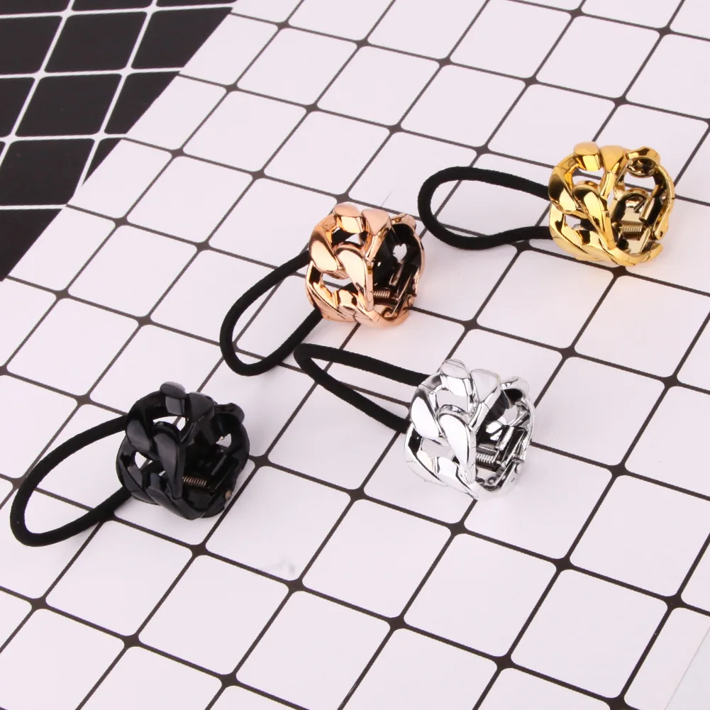 silver hair clips 2021 Women Hair Accessories Elastic Hair Band Buckle Scrunchy Punk Ponytail Holder Plastic Elegant Geometric Gum For Hair Rings white hair clips