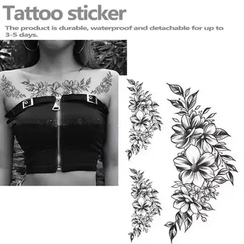

Sexy Flower Temporary Tattoos For Women Body Art Painting Arm Legs Tattoos Sticker Realistic Fake Black Rose Waterproof Tattoos