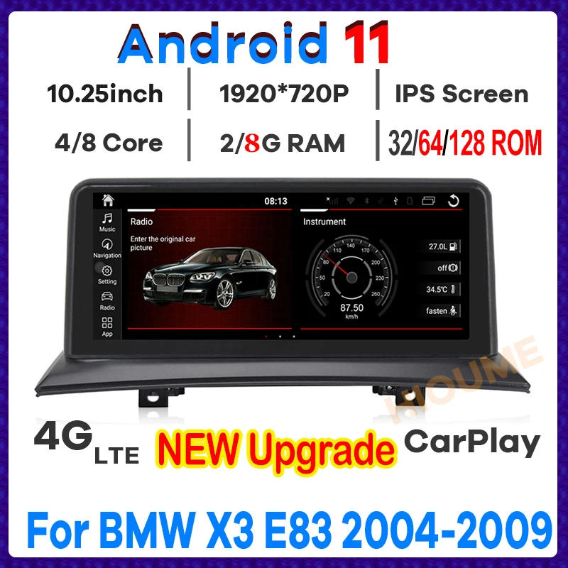 Автомобильный мультимедийный плеер 10 25 дюймов 8 ядер + 128 ГБ Android 11