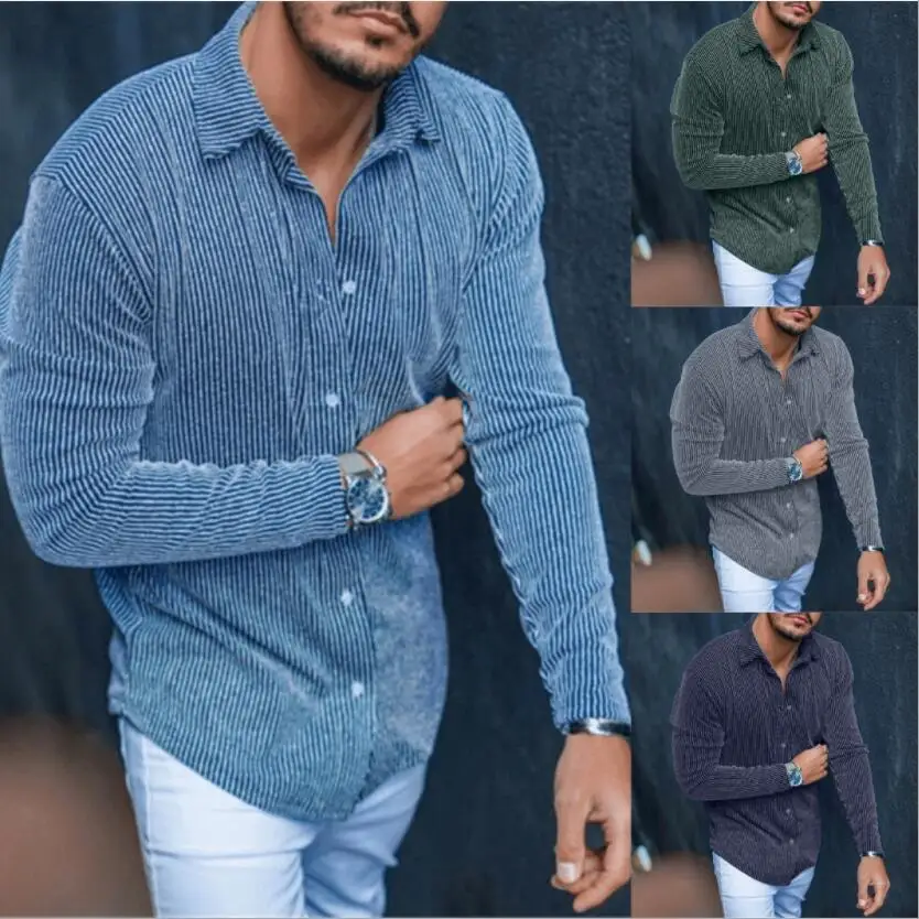 Mens Spring Autumn Blouses and Shirts Long Sleeve Single Breasted Slim Shirt Tops mens short sleeve button up shirts