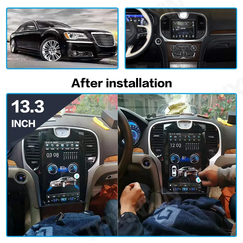 Wireless Carplay 13.3 inch For Chrysler 300C 2013-2019 PX6 Tesla Screen Car Radio 2 Din GPS Navigation Audio Multimedia Player
