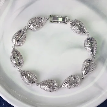 

5pcs/lot Beach Sea Shell Paved White CZ Bracelet For Women Lady Bracelet For Wedding Clear cz Shell Bracelets Seashell Gifts