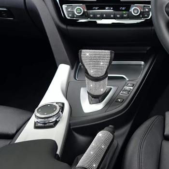 

6Pcs Crystal Rhinestone Include Shift Gear Cover Auto Handbrake Cover Seat Strap Belt Shoulder Pads Ring Emblem Stickers