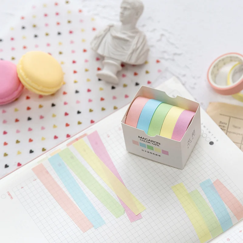 5 шт./лот декоративные васи ленты Diy радужные Маскировочные наклейки бумажный Набор для поделок планировщики скрапбукинги пули журнальные карточки