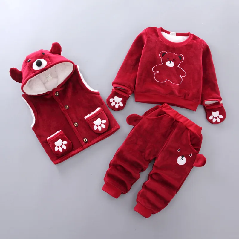 

2018 Winter Style New Style BOY'S Suit Girls' Clothing Korean-style 0 to 4-Year-Old Children Bejirog Thick Three-piece Set