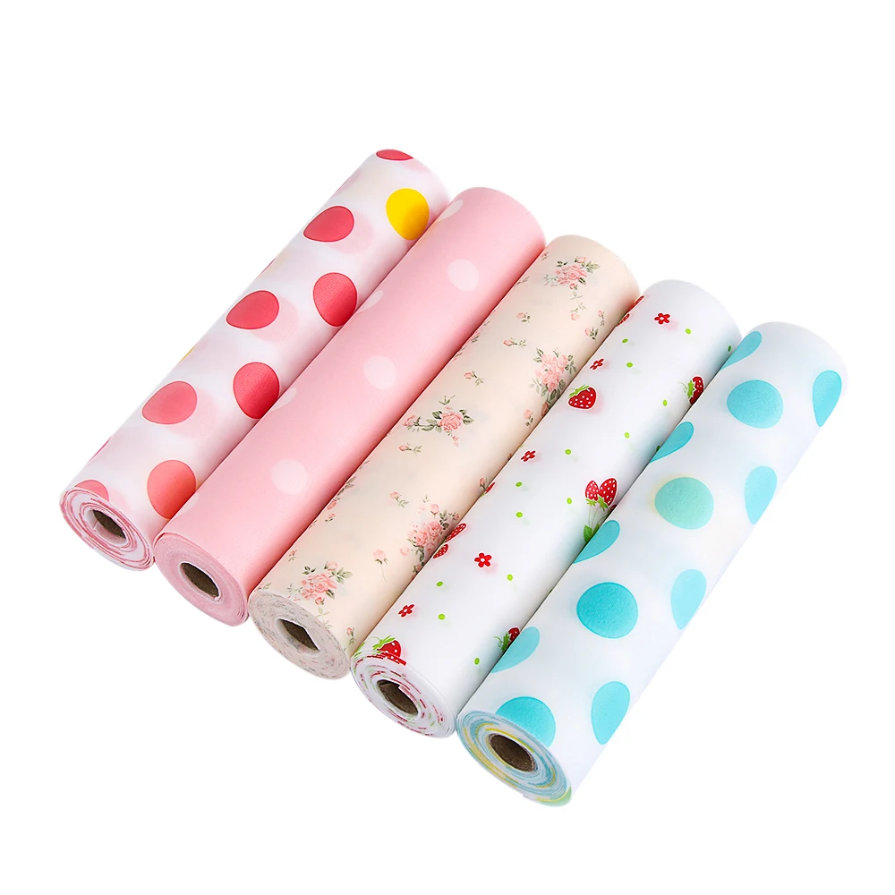 

5 styles Multicolour Printed Floral Cabinet Drawer Dots Shelf Paper Liner Table Mat Non-Slip waterproof table cloth