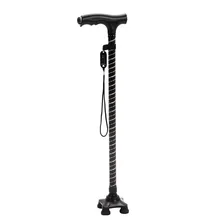 Cy Алюминиевый сплав Трость для ходьбы для пожилых людей Одиночная ножная трость для пожилых людей четыре угла палочка Складная противоскользящая палочка