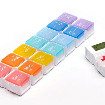

14 Grids Sort Electronic Timer Portable Smart Reminder Travel Intelligent Medicine Dispenser Pill Box Alarm Weekly Organizer