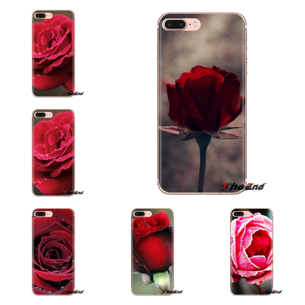 Soft Transparent Shell Covers For iPod Touch Apple iPhone 4 4S 5 5S SE 5C 6 6S 7 8 X XR XS Plus MAX Macro Red rose |