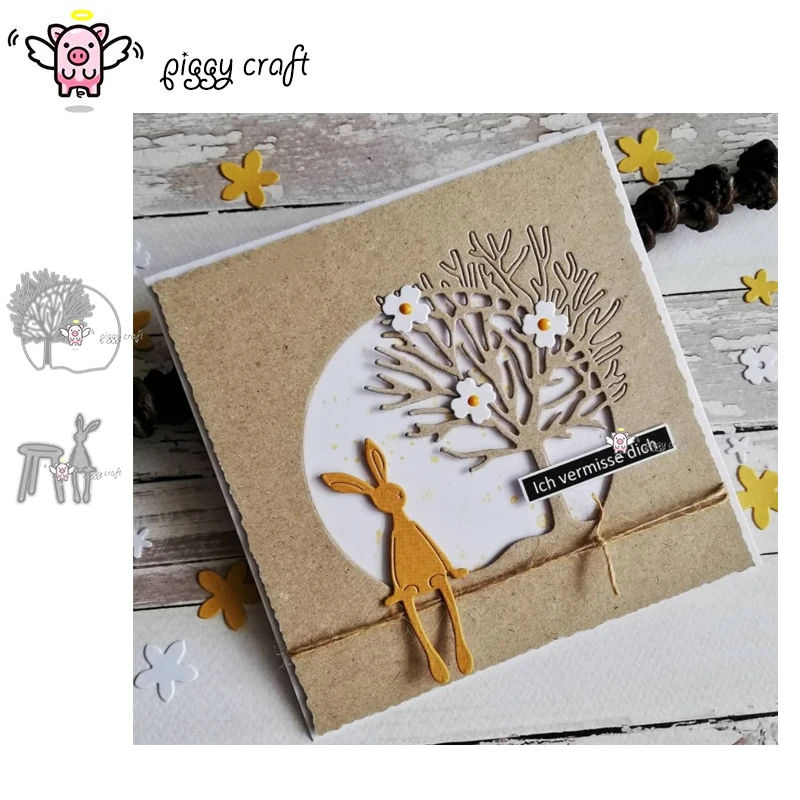 Manualidad de cerdito-troqueles de corte de metal, plantilla de corte de árbol, pájaro, círculo, Marco, conejo, álbum de recortes, molde artesanal para corte de papel, plantillas para perforar con cuchillas