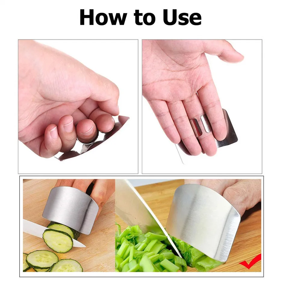 Stainless Steel Chopping Finger Protector Good Quality All Stainless Steel Double Finger Hand Guard Kitchen Tools Finger Hands