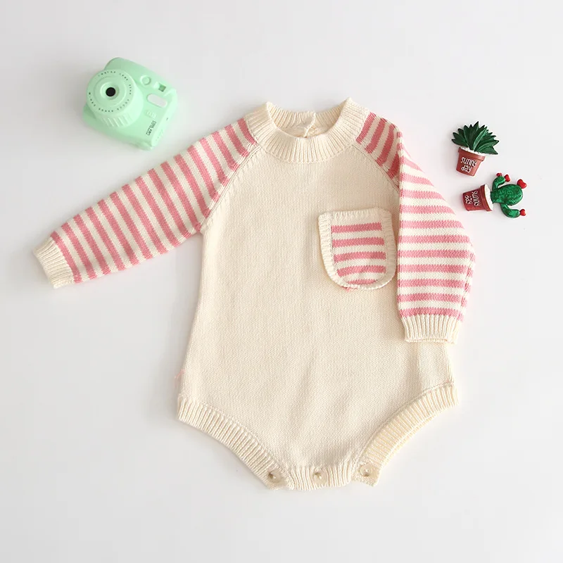 New Baby Rompers Clothes Autumn Winter Long Sleeve Newborn Girls Jumpsuits Outfit Fashion Knit Toddler Overalls Boys Playsuit - Цвет: A