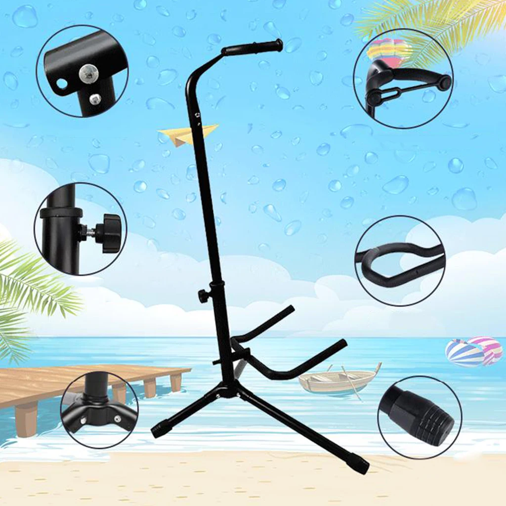 Adjustable Foldable Tripod Guitar Stand Bass Guitar Rack Holder Floor Ukulele Stand for Acoustic Bass Guitars