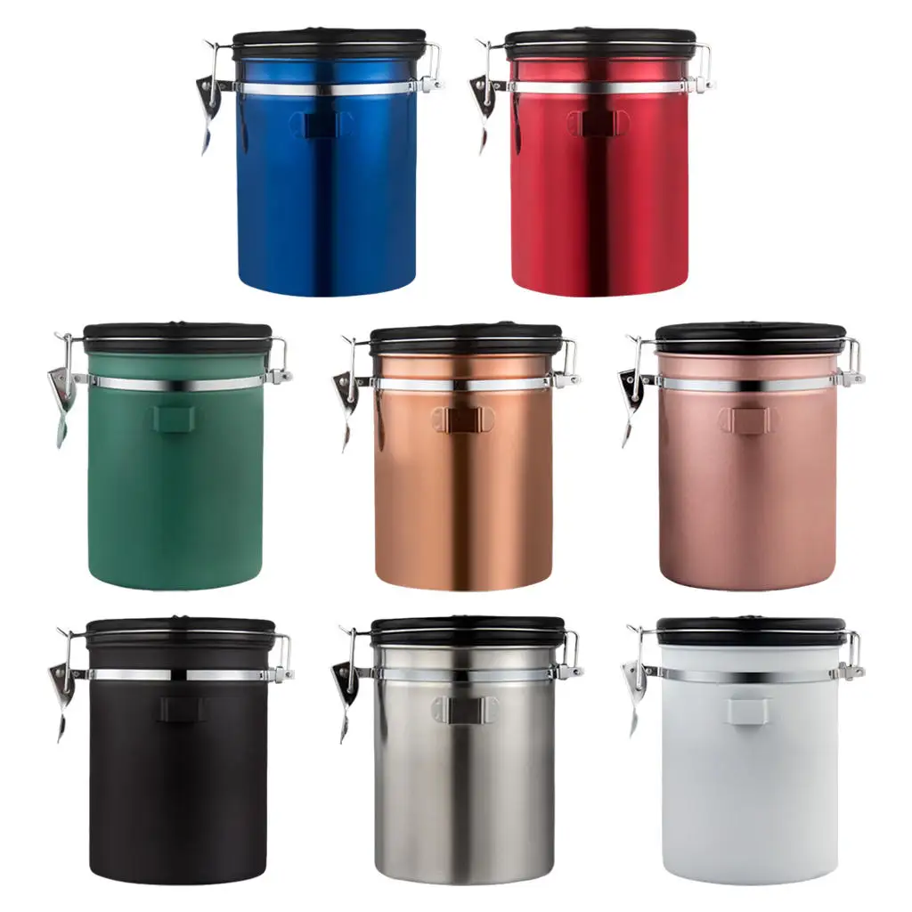 Airtight Coffee Canister 1500ml Stainless Steel Kitchen Storage Jars