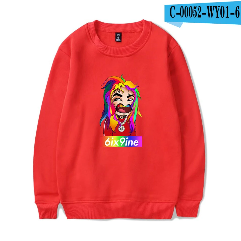 red Мужская толстовка 6ix9ine Wild, пуловер с круглым вырезом, Мужская/Женская толстовка 6ix9ine, толстовки,, хип-хоп Уличная одежда, Забавный Топ 4XL - Цвет: red