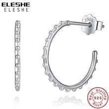 ELESHE, минималистичные, простые, модные, ювелирные изделия, 925 пробы, серебряные серьги, кубический цирконий, кристалл, панк, заклепки, серьги-гвоздики для женщин