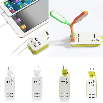 

Power Strip surge with 4 USB ports 5 feet extension cord for travel US/EU portable