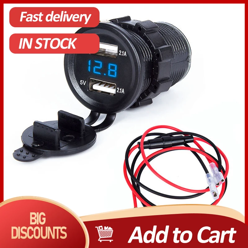 Quick Charge Dual USB Car Charger Socket Waterproof 12V/24V D2.1AUSB Fast Power Outlet With Touch Switch | Автомобили и мотоциклы