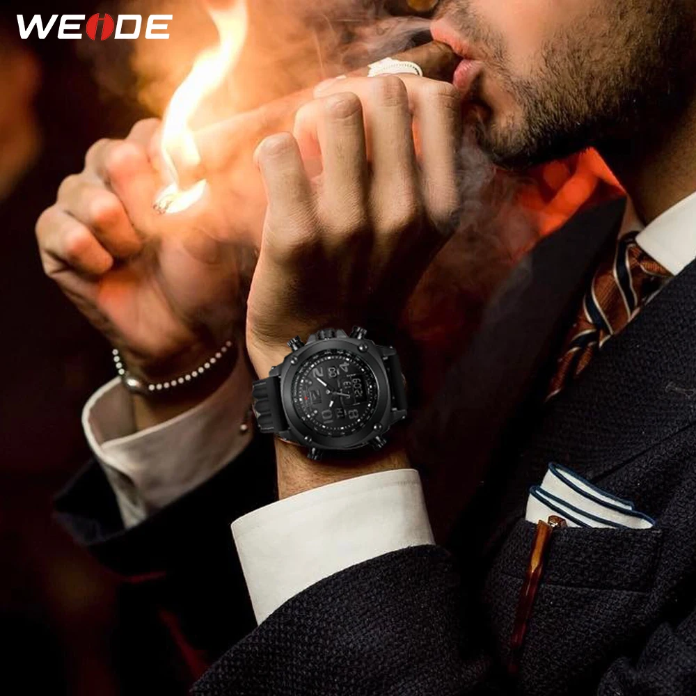 WEIDE Новинки Роскошные Наручные Часы Мужчин Цифровой Двойной Дисплей Силиконовый