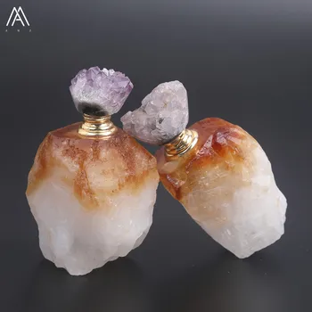 

Big Natural Citrines Quartz Perfume Bottle Fashion Bottle Display Indoor Women Aromatherapy Essential Oil Bottle EF-DG-60AMBBJ