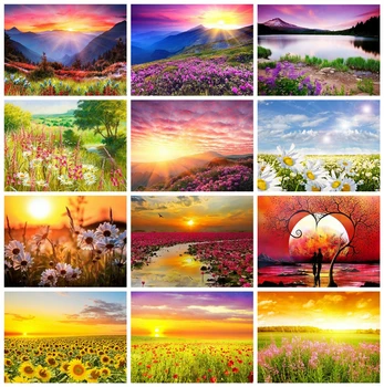 

Huacan Diamond Painting Full Square Sunset 5D DIY Diamond Embroidery Mosaic Nature Landscape Art Decorations Home