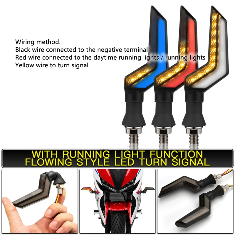 Motorcycle Turn Signals Light 12V Flasher Motorcycle Led Flowing Water Blinker Bendable Signal Lamp Universal Accessories