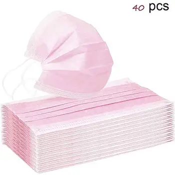 

40pc disposable masks industrial 3 layer masks thick solid color protective printing masks FD