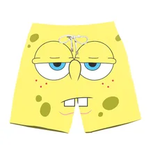 Мужские штаны большого размера, Губка Боб Квадратные Штаны, Мультяшные Забавные 3D пляжные шорты и шорты с фруктовым принтом, унисекс, модные пять штанов