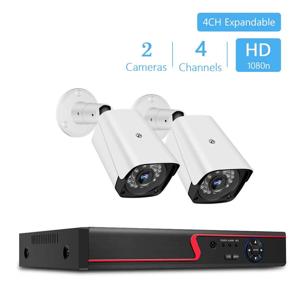 NVR CVI TVI HVR AHD 5-in-1 DVR 4CH CCTV Recorder+ 2pcs Video Surveillance Security Camera CCTV Security System Kit Outdoor