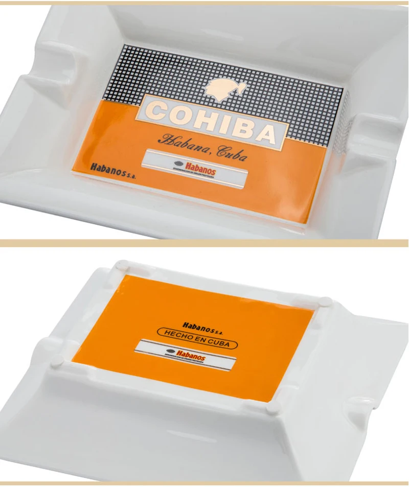 COHIBA 50-летие керамические пепельницы для сигарет 2 держателя 1 пепельница настольная сигара большая пепельница для дома с подарочной коробкой