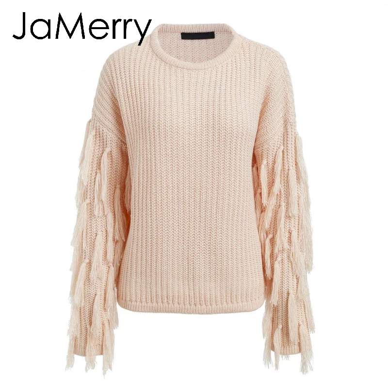 Apricot JaMerry, винтажный, элегантный, с кисточками, пуловер, свитер, Повседневный, армейский зеленый, длинный рукав, свитер,, осень, зима, сексуальная верхняя одежда, femmel - Цвет: Apricot