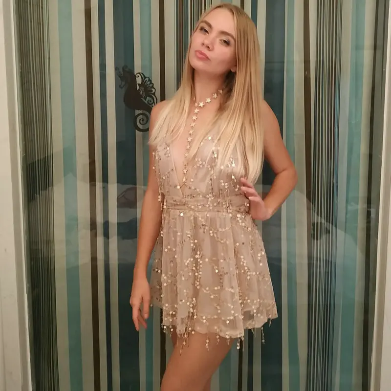 Женское летнее облегающее Сетчатое платье с глубоким V-образным вырезом