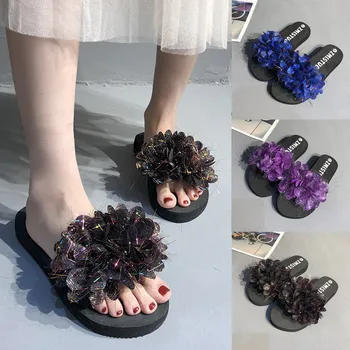 

Fashion Flower Women Summer Beach Slippers Breathable Shoes Buty Damskie Home Slipper Flip-Flops Flat Shoes Woman Zapatos #C3