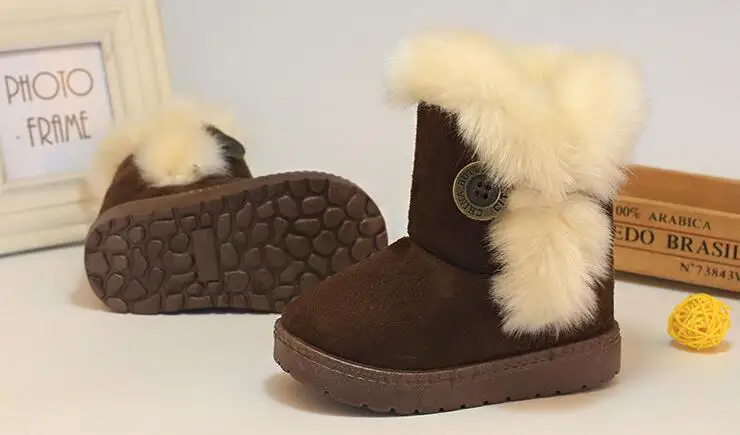 Winter Children Snow Boots Warm Thick Plush Kids Boots Suede leather with Fur Girls Boys Cotton shoes SHOEHWETXDX