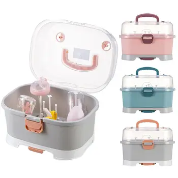 

Portable Baby Milk Bottle Drying Rack Storage Container Box Holder with Handle