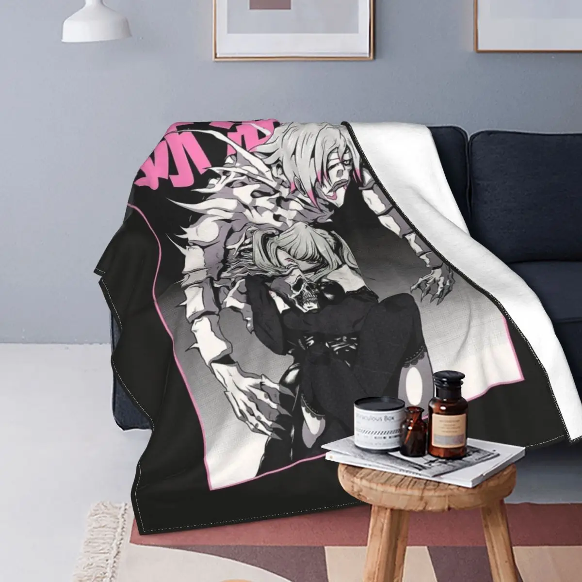 

Death Note Shinigami Knitted Blankets Velvet Anime Yagami Misa Warm Throw Blankets for Airplane Travel Bed Rug