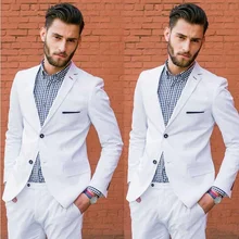 Formal Two Button Groomsmen White Men Suit Blazers For Party Prom Jacket+ Pants Groom Wedding Suits Notched Lapel Mens Tuxedos
