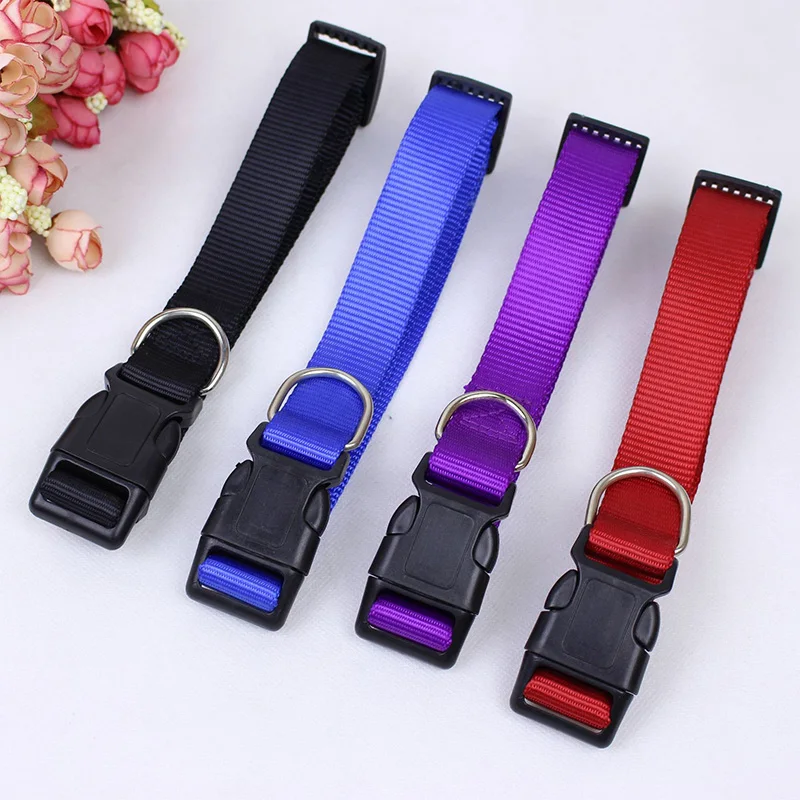 Nylon Dog Collar Heavy Duty Clip Buckle Pet Collars for Small Medium Large Dogs Red Black Blue Purple Adjustable Pet Cat Collar