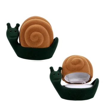 

Exquisite Gift Cartoon Animal Snail Shape Velvet Flocking Jewelry Box Storage Packaging Storage Container Ring Box Gift Box