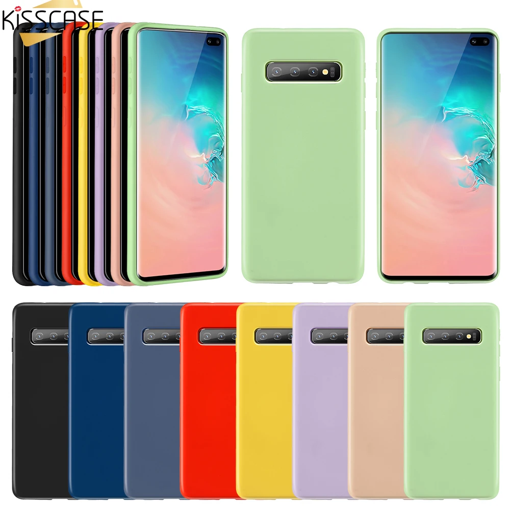 KISSCASE Solid Silicone Case For Samsung A70 A50 A30 A7 A9 2018 Soft TPU Note 9 S8 S9 S10 plus Cover Funda |