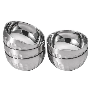 

Non-Slip 304 Stainless Steel Bowl Set Double-Walled Insulated, 18Oz(470Ml) ,Set of 5 Silver