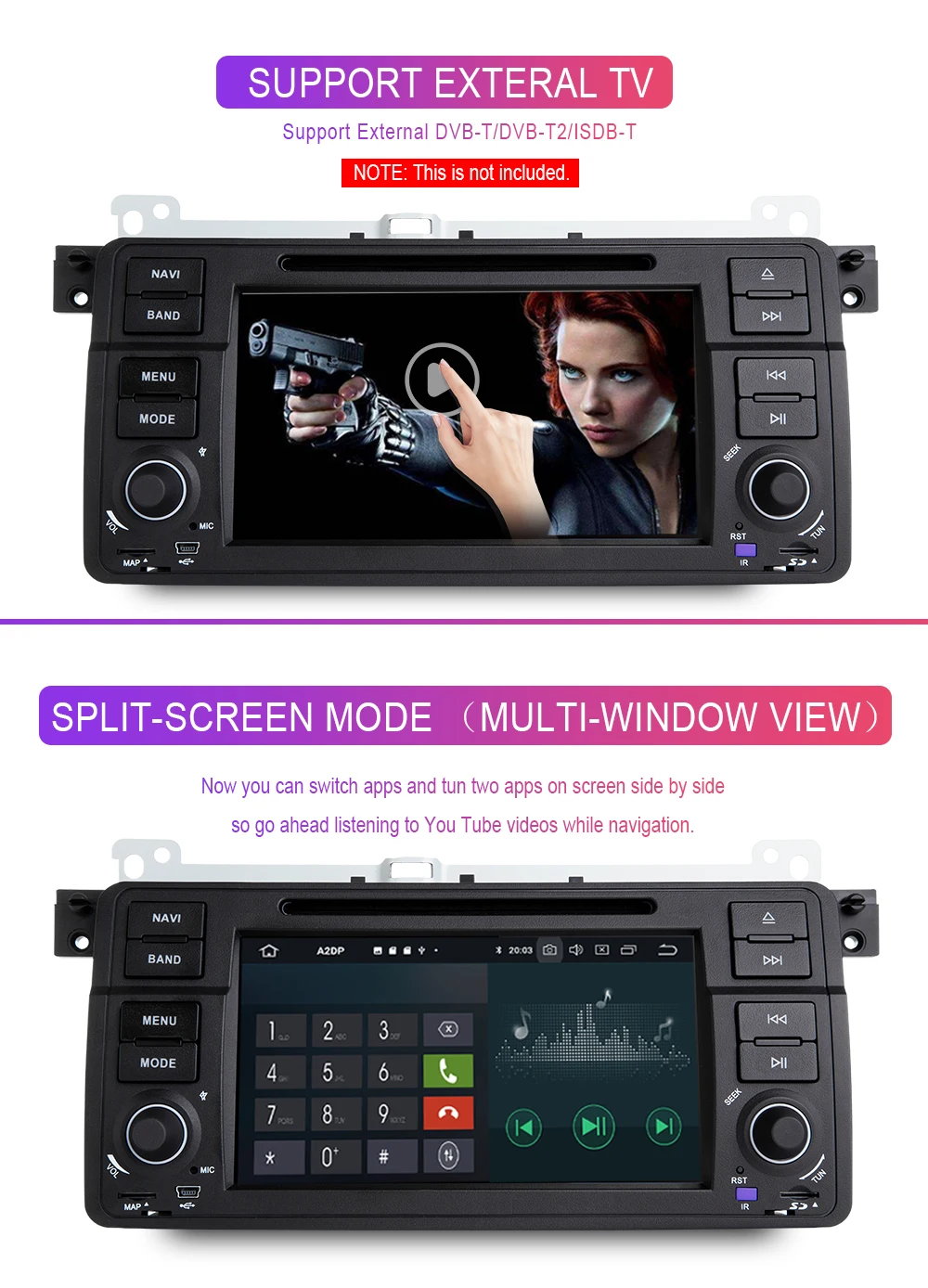 Excellent AutoRadio 1 Din Android 9.0 Car Multimedia Player For BMW E46 M3 Rover 75 Coupe Navigation GPS DVD head unit 318/320/325/330/335 16
