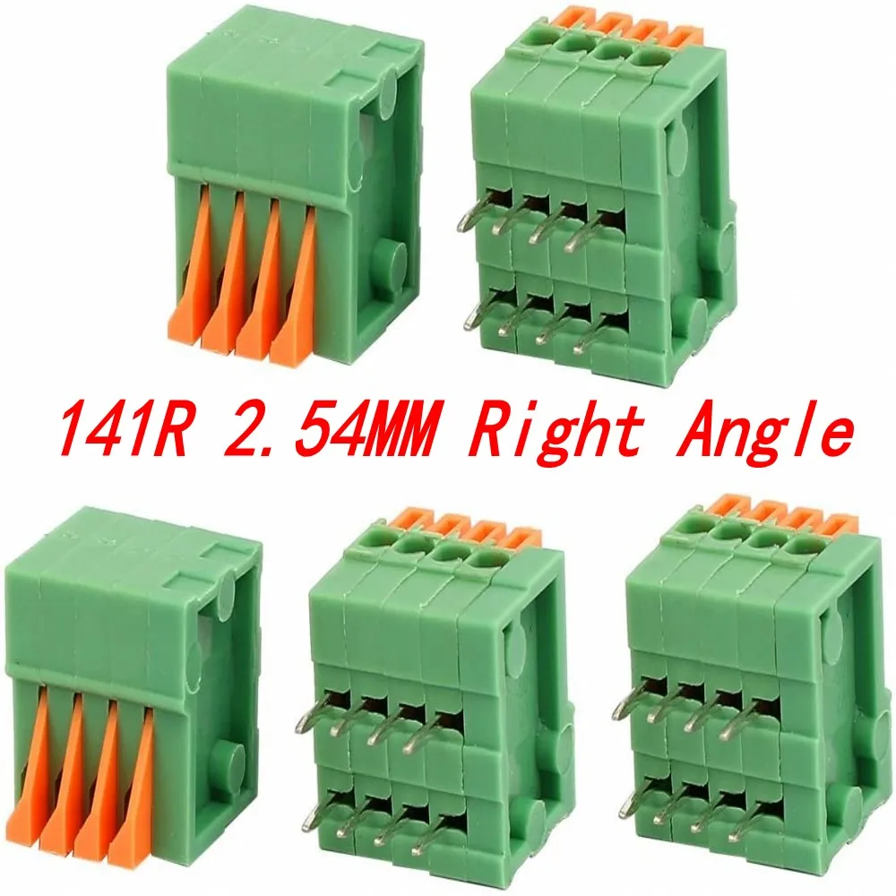 100pcs KF141V KF141R KF142V 142R PCB Spring Terminal Block KF141-2.54 KF142-5.08 2P 3P 4P 5P 6P 7p 8p 9p 10p Terminals Connector