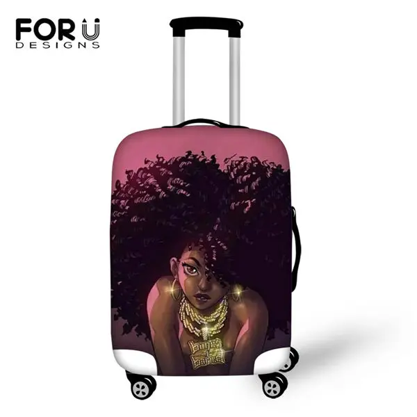 FORUDESIGNS/Пыленепроницаемый Чехол для багажа с рисунком в африканском стиле для девочек, чехол для чемодана, дизайн афро-искусства, водонепроницаемый для дорожных принадлежностей - Цвет: CDWX3982LMS