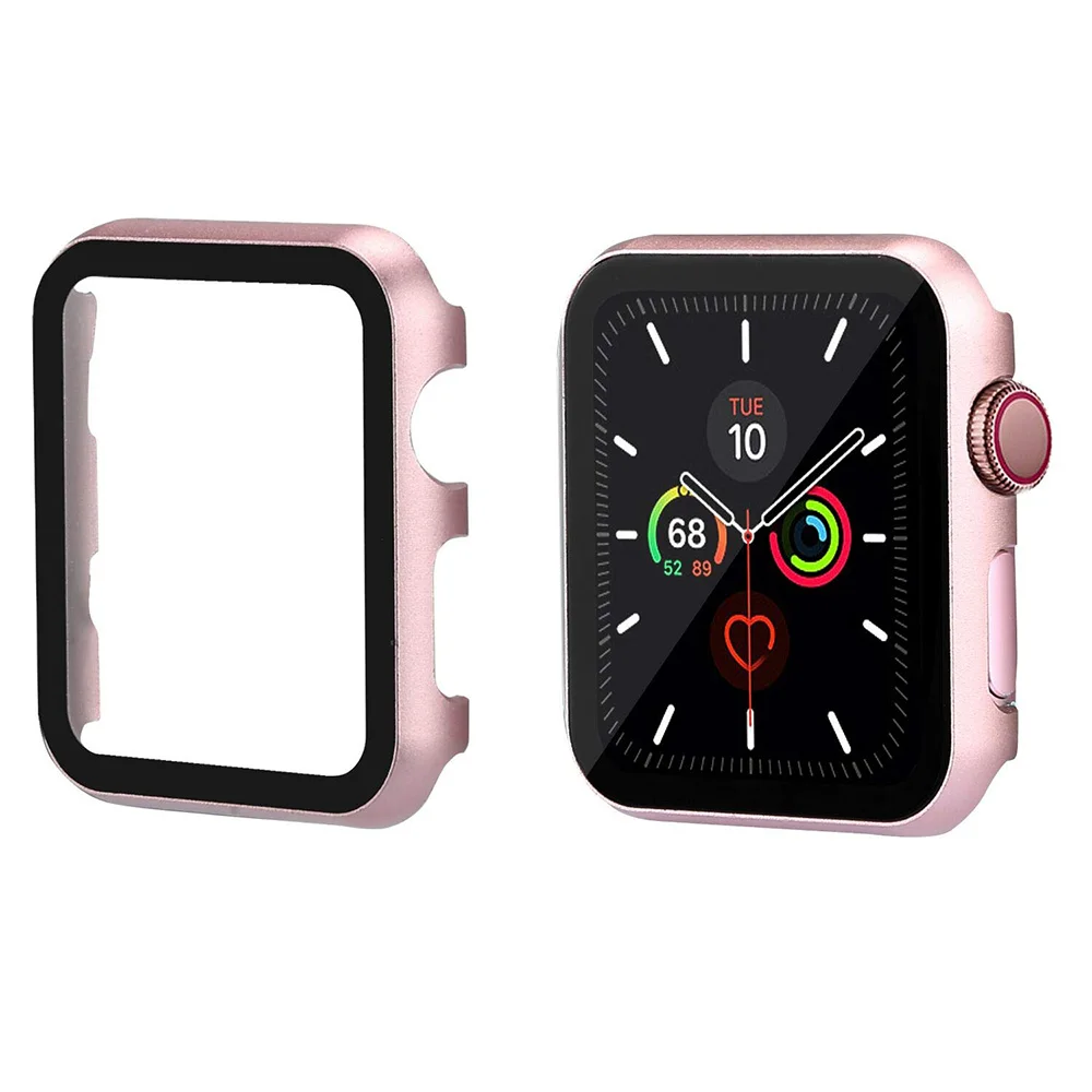 Металлический корпус и закаленное стекло для Apple Watch 42 мм 38 мм 44 мм 40 мм крышка IWatch Series 4 3 2 1 защитный чехол для часов