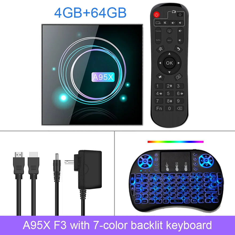 4G 64G backlit i8 LEMADO A95X F3 Slim tv Box Android 9,0 Amlogic S905X3 4G 64G Поддержка 2,4G/5G wifi 100M HDMI 2,1 USB 3,0 4K HDR Android tv Box - Цвет: 4G 64G backlit i8