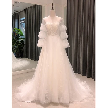 SL-8153 elegant bohemian wedding dress 2021 long sleeve Simple Bride dress for women corset wedding gowns 1