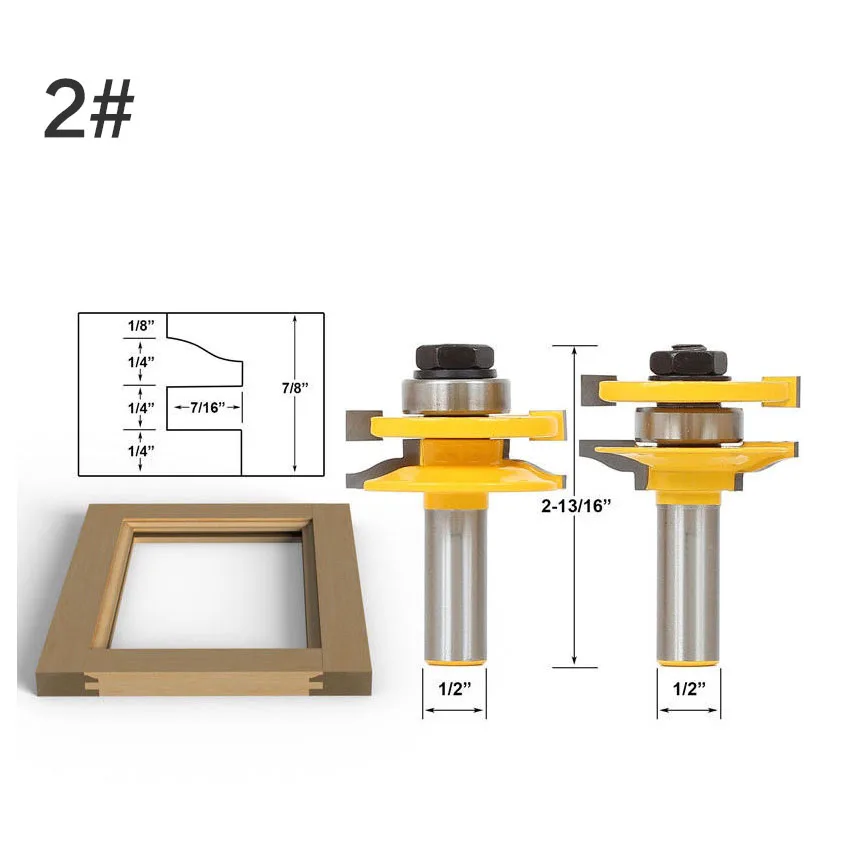 1/2 "хвостовик фрезы деревообрабатывающие рельсы и стилевые фрезы-соответствует четверть-круглый дверной нож шип резак для