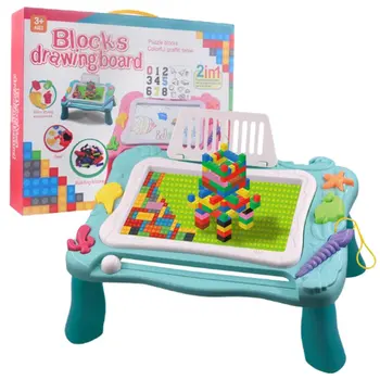 

Children DIY Multifunction 2 In 1 Activity Building Block Drawing Board Table Puzzle Educational Graffiti Writing Drawing Board