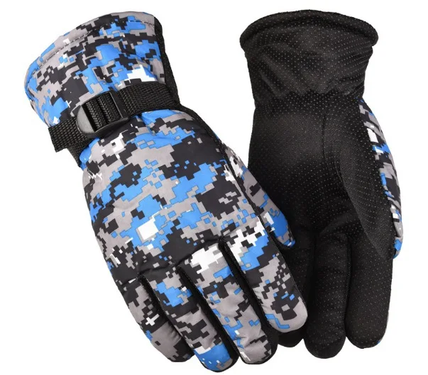 Men Winter Waterproof Thermal Full Finger Gloves Thick Warm Camouflage Print Anti-Slip Palm Adjustable Snow Riding Ski Gloves mens leather gloves for winter Gloves & Mittens